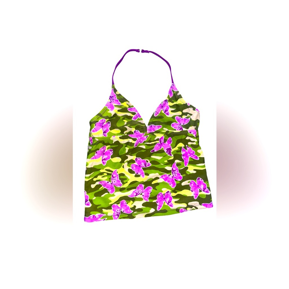 EUC Girls 7/8 Green/Purple Tankini Top**